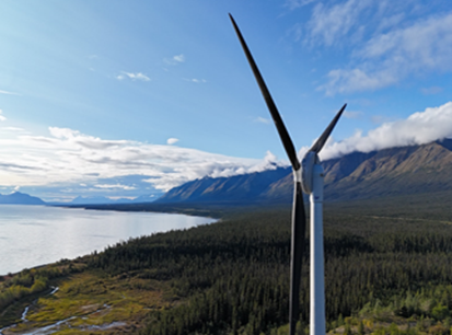 Éolienne surplombant le lac Kluane