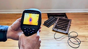 Démonstration d'imagerie infrarouge dans le cadre du cours de formation en science du bâtiment (mars 2024).