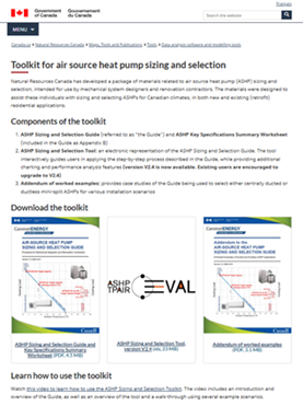 Capture d’ecran de la page RNCan qui contient des guides et des outils