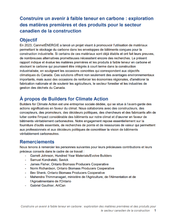 Construire un avenir à faible teneur en carbone PDF