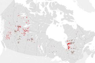 Carte du Canada montrant les zones de feux de forêt