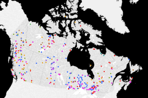 Une carte du Canada montrant les accords miniers autochtones