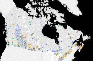 Une carte du Canada montrant les minéraux et l'exploitation minière