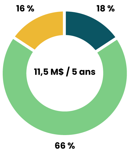 Répartition du budget alloué à la priorité de recherche « Pratiques minières efficaces » par domaine de recherche