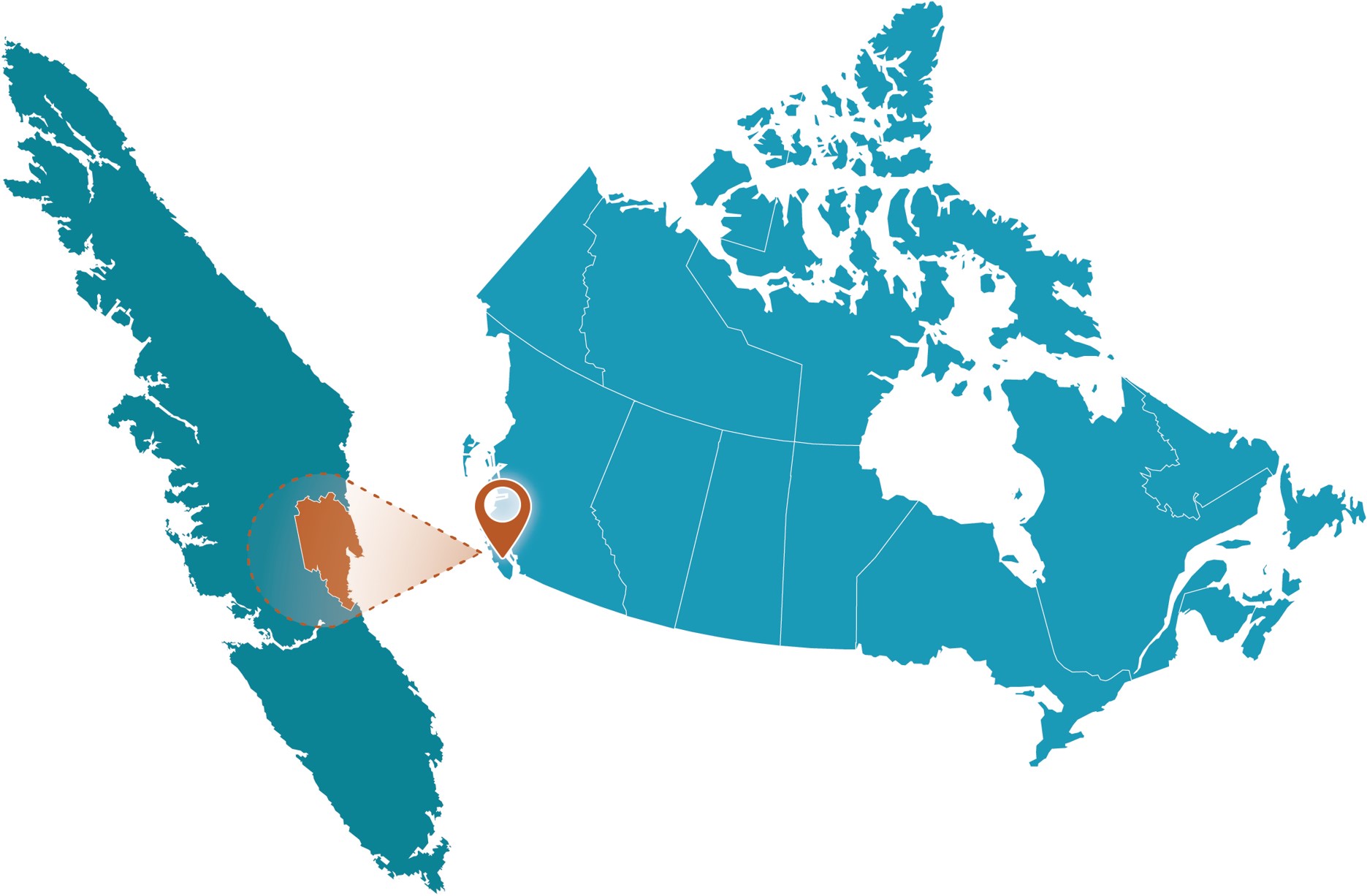 Carte du Canada mettant en évidence une région de la Colombie-Britannique.