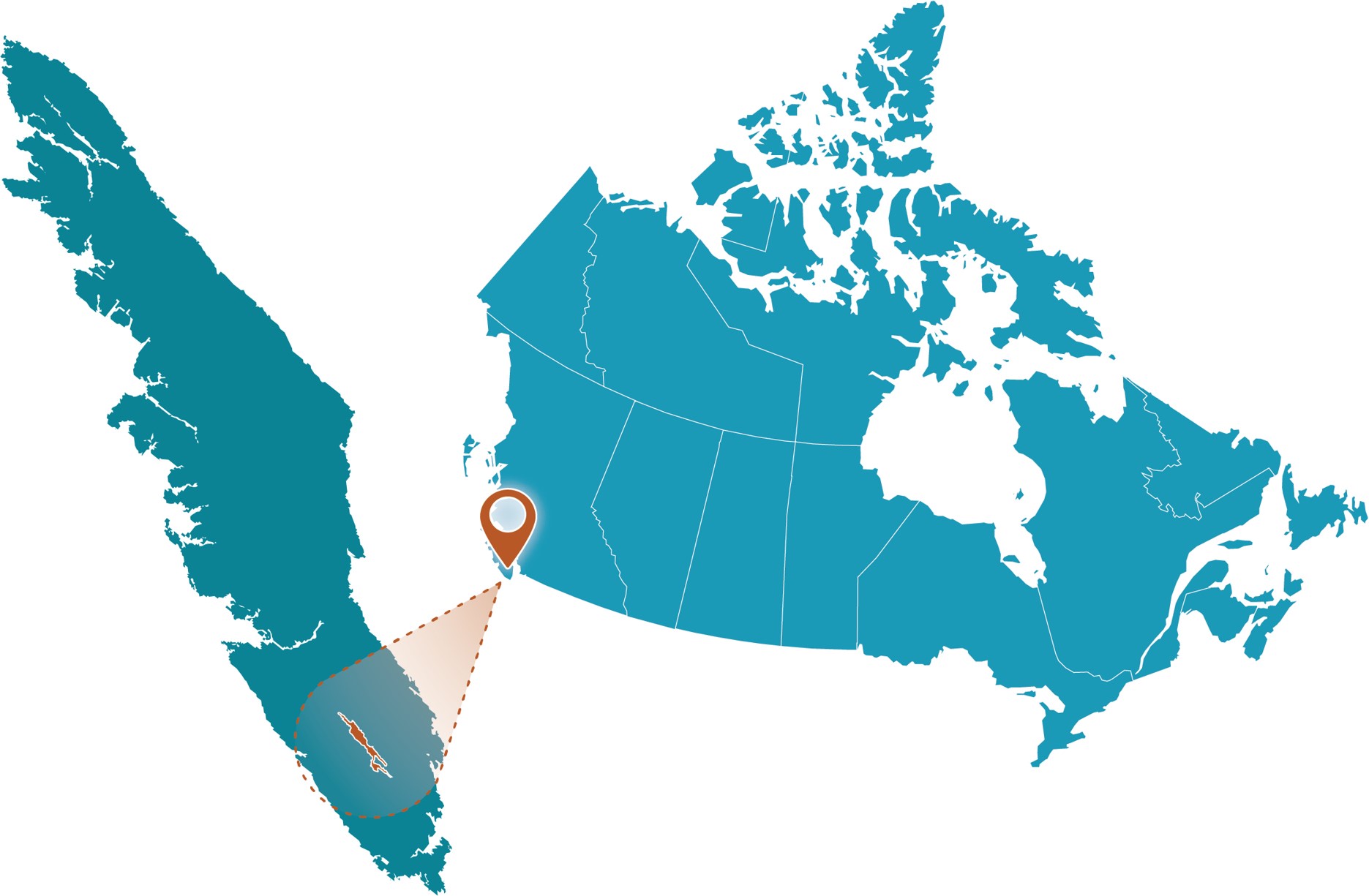 Carte du Canada mettant en évidence une région de la Colombie-Britannique.