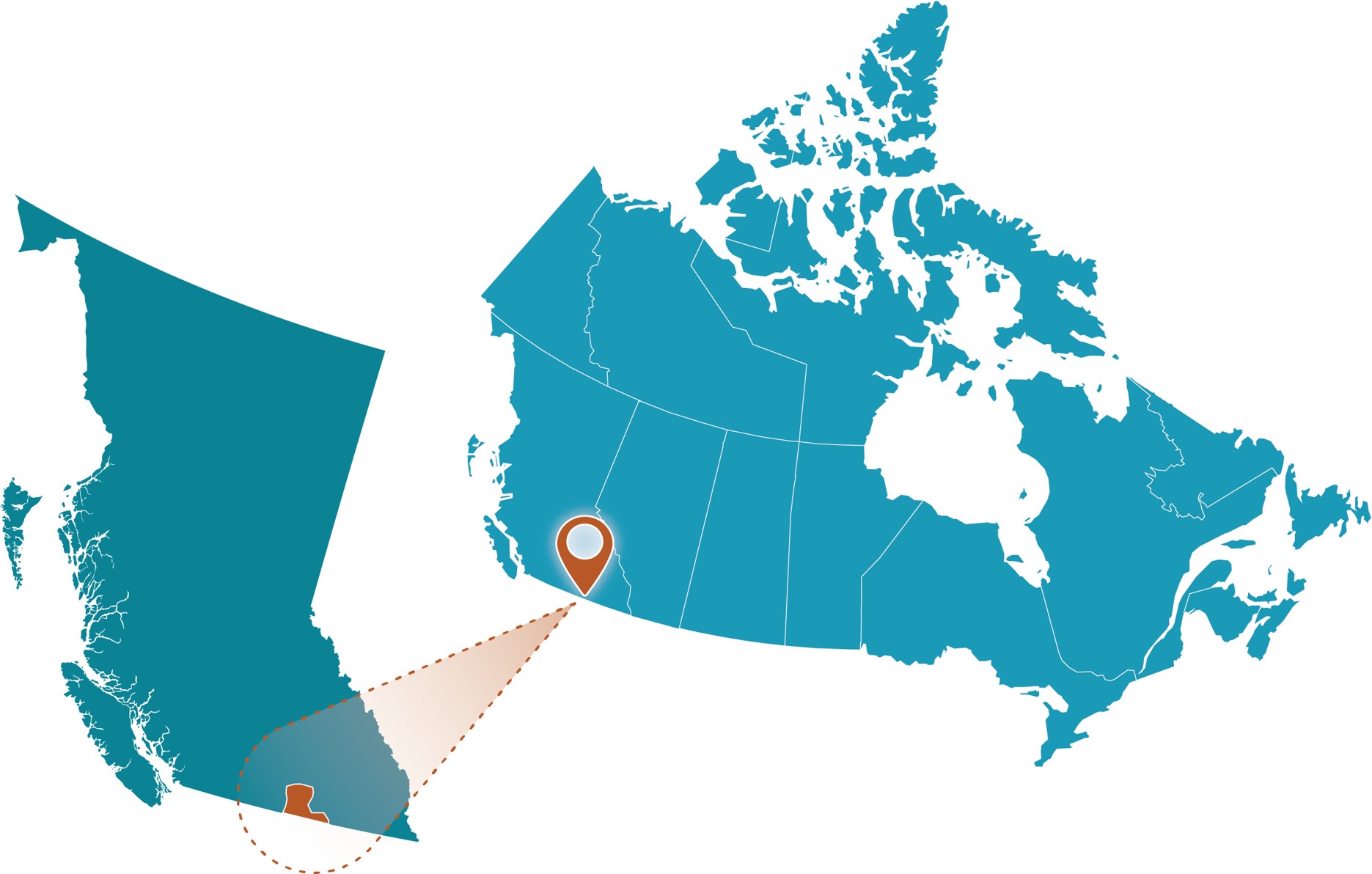 Carte du Canada mettant en évidence une région de la Colombie-Britannique.