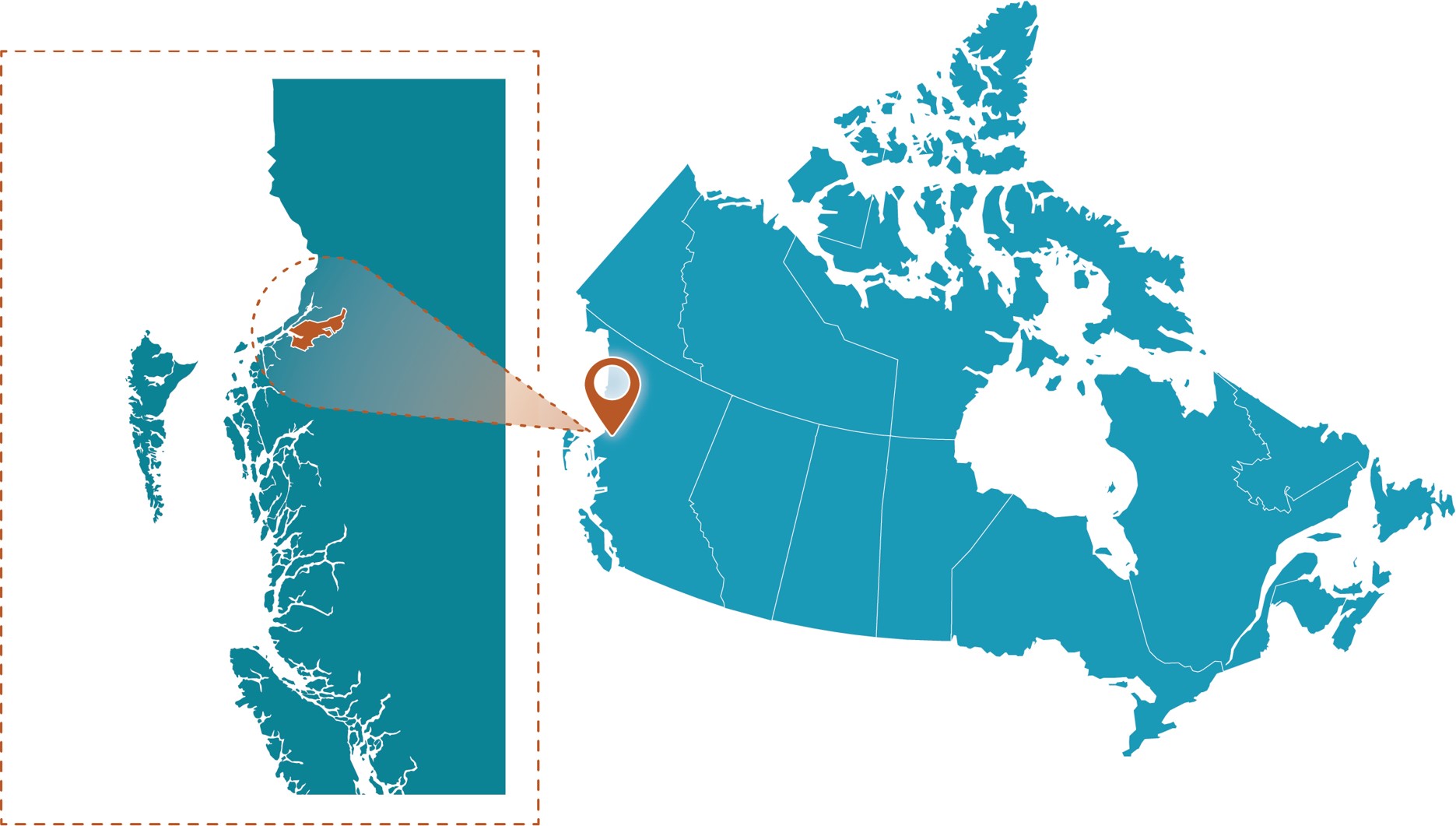 Carte du Canada mettant en évidence une région de la Colombie-Britannique.