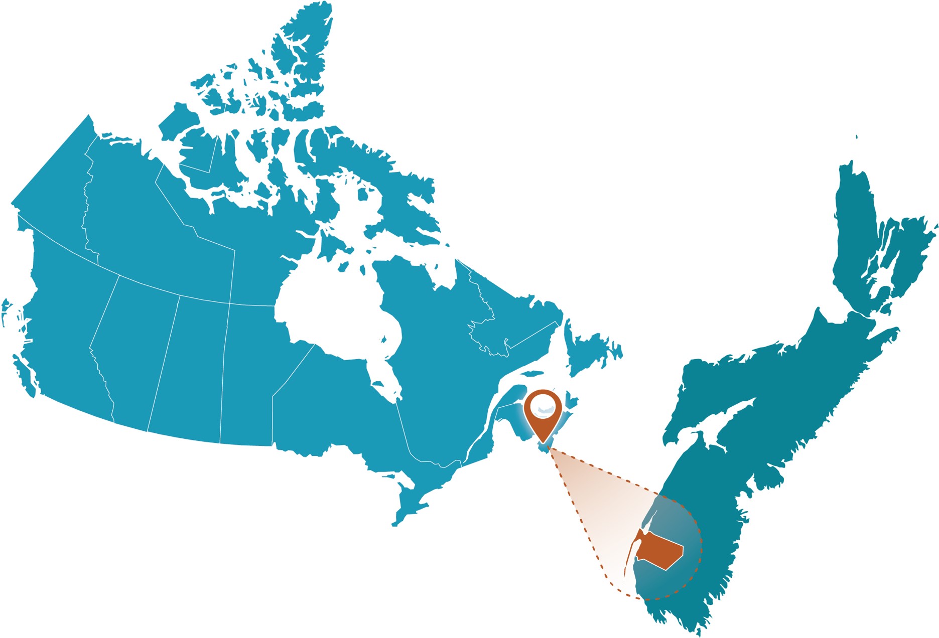 Carte du Canada mettant en évidence une région de la Nouvelle-Écosse.