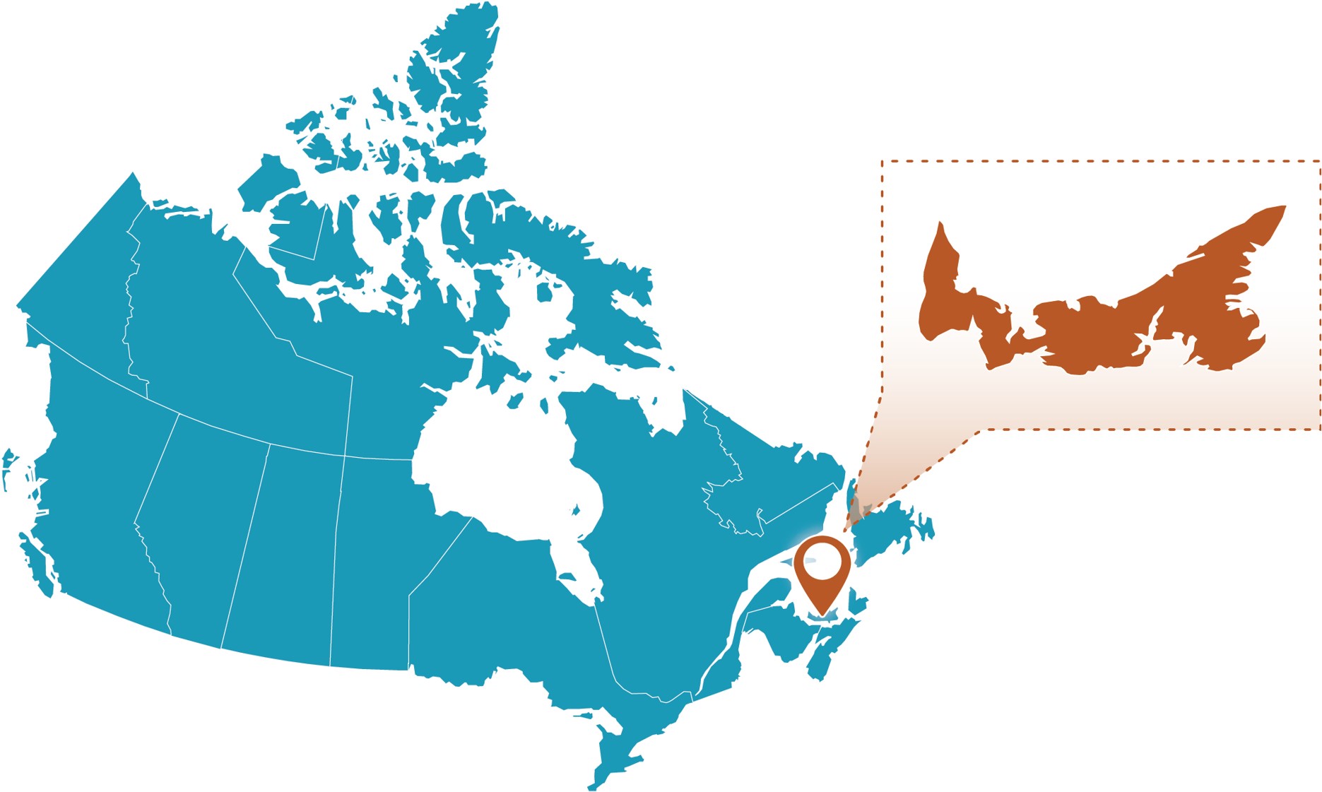 Carte du Canada mettant en évidence une région de l'Île-du-Prince-Édouard.