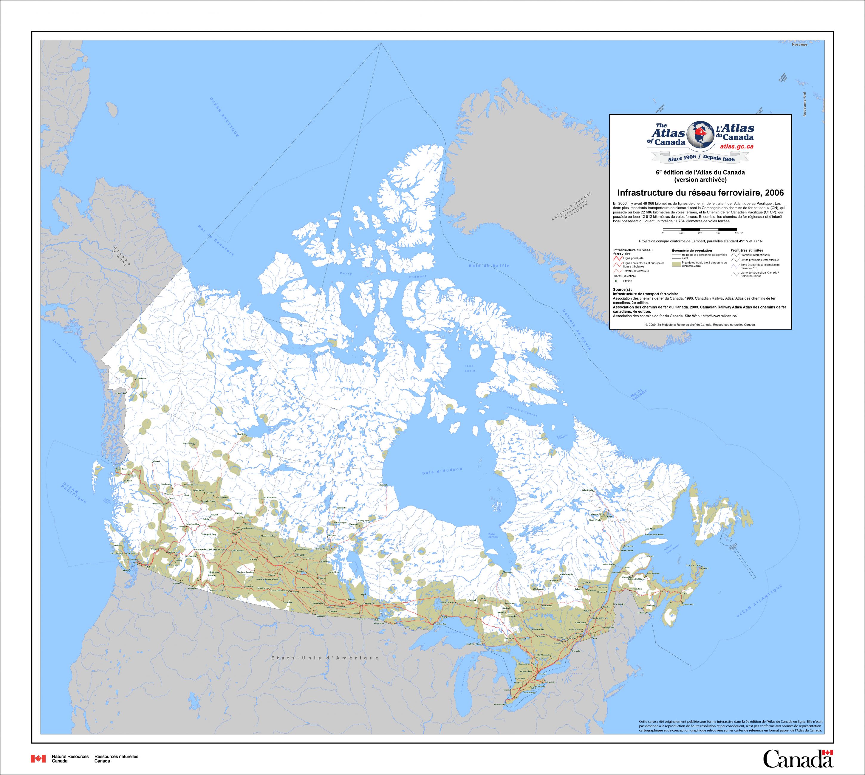 Une carte du réseau ferroviaire à travers le Canada.