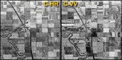 Ainsi, une image radar acquise en utilisant diverses combinaisons de polarisation et de longueurs d'onde, peut procurer de l'information complémentaire sur les cibles.